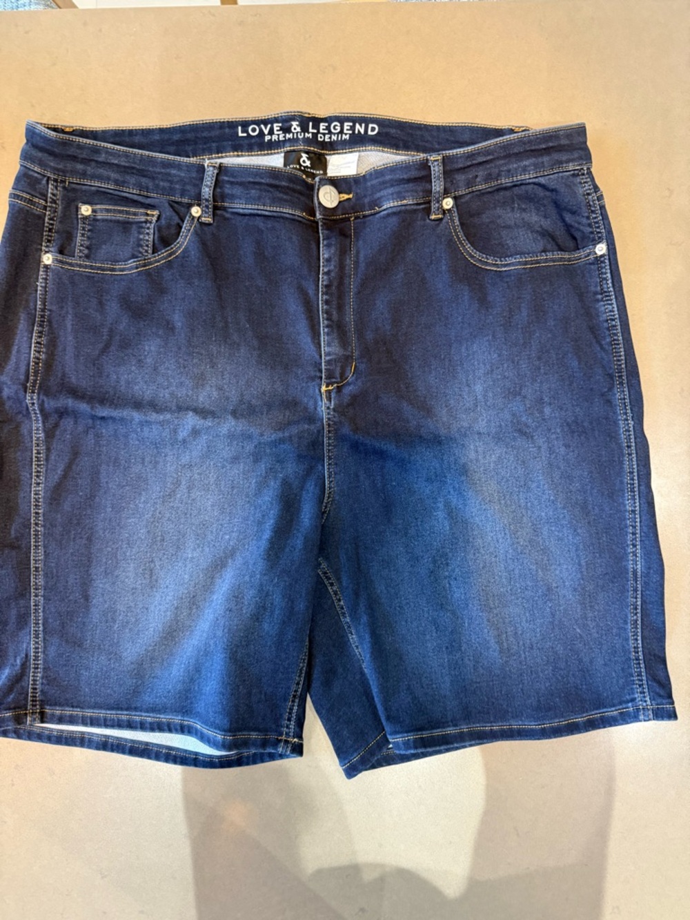Love & Legend Navy Blue Denim Shorts with Contrast Stitching